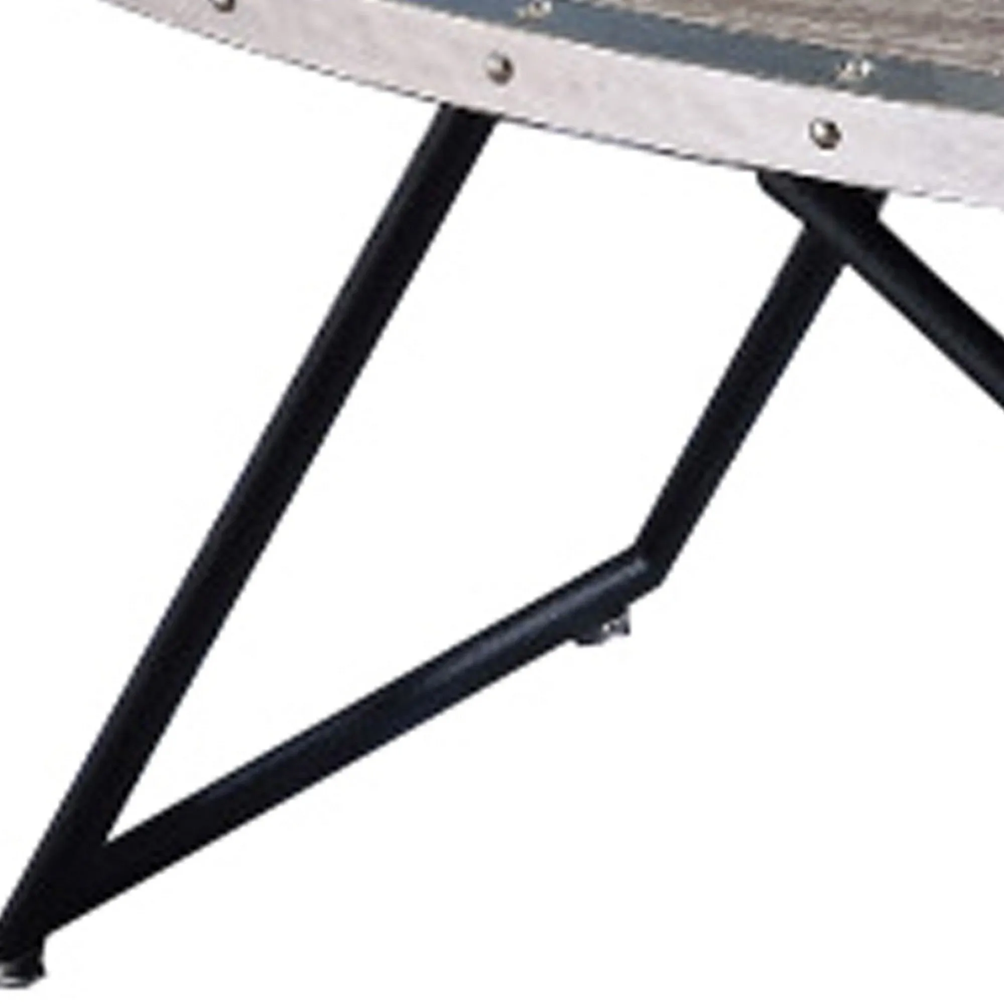 15 Inch Oval Coffee Table With Irregular Metal Base, Gray By Benzara