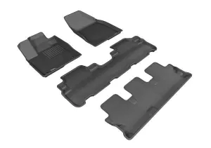 3D MAXpider Floor Mats Toyota Highlander (14-19) All-Weather Kagu Series Black - Front / Second / Third Row