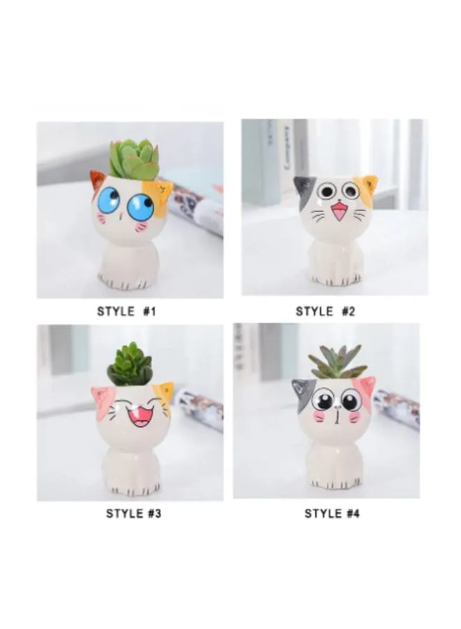 4 Pcs Cute Succulent Mini Cat Indoor Planters with Drainage Hole Flower Plant Pot Cartoon Ceramic Tiny Pot for Home Interior Design Set of 4 (Plants NOT Included)