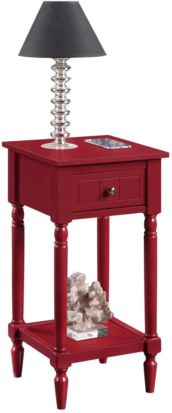 Abhika Arts Assembly Round Wooden Coffee End Tables for Living Room, Accent Furniture Pedestal Table, Nightstand Decor Side Tables for Bedroom, Home Office Indoor Garden Outdoor (1-Cranberry Red)