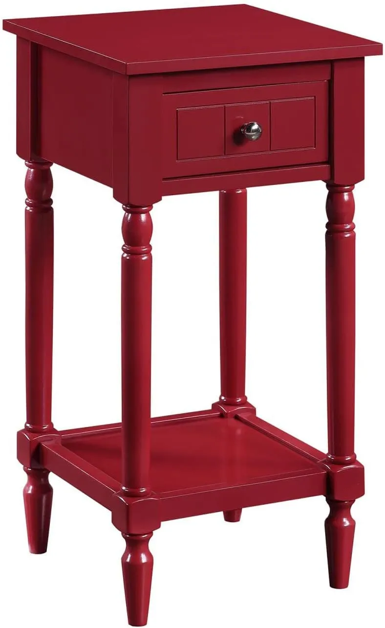 Abhika Arts Assembly Round Wooden Coffee End Tables for Living Room, Accent Furniture Pedestal Table, Nightstand Decor Side Tables for Bedroom, Home Office Indoor Garden Outdoor (1-Cranberry Red)