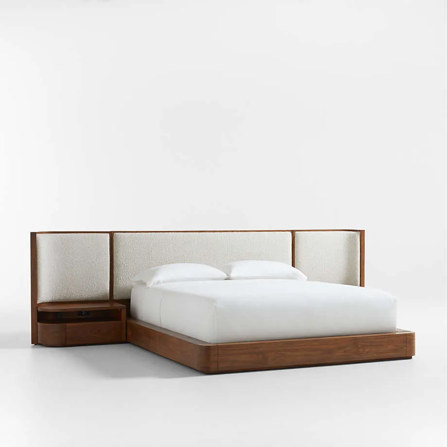 Alumiyano Upholstered Double Bed with Side Tables