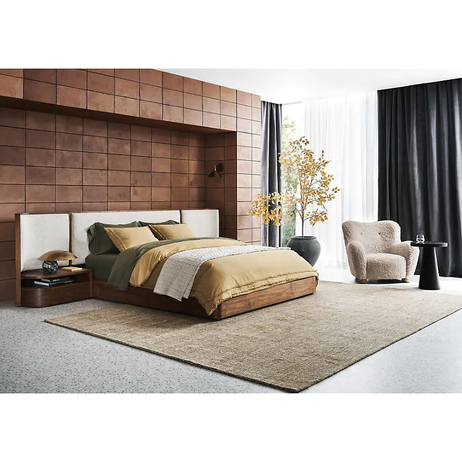 Alumiyano Upholstered Double Bed with Side Tables