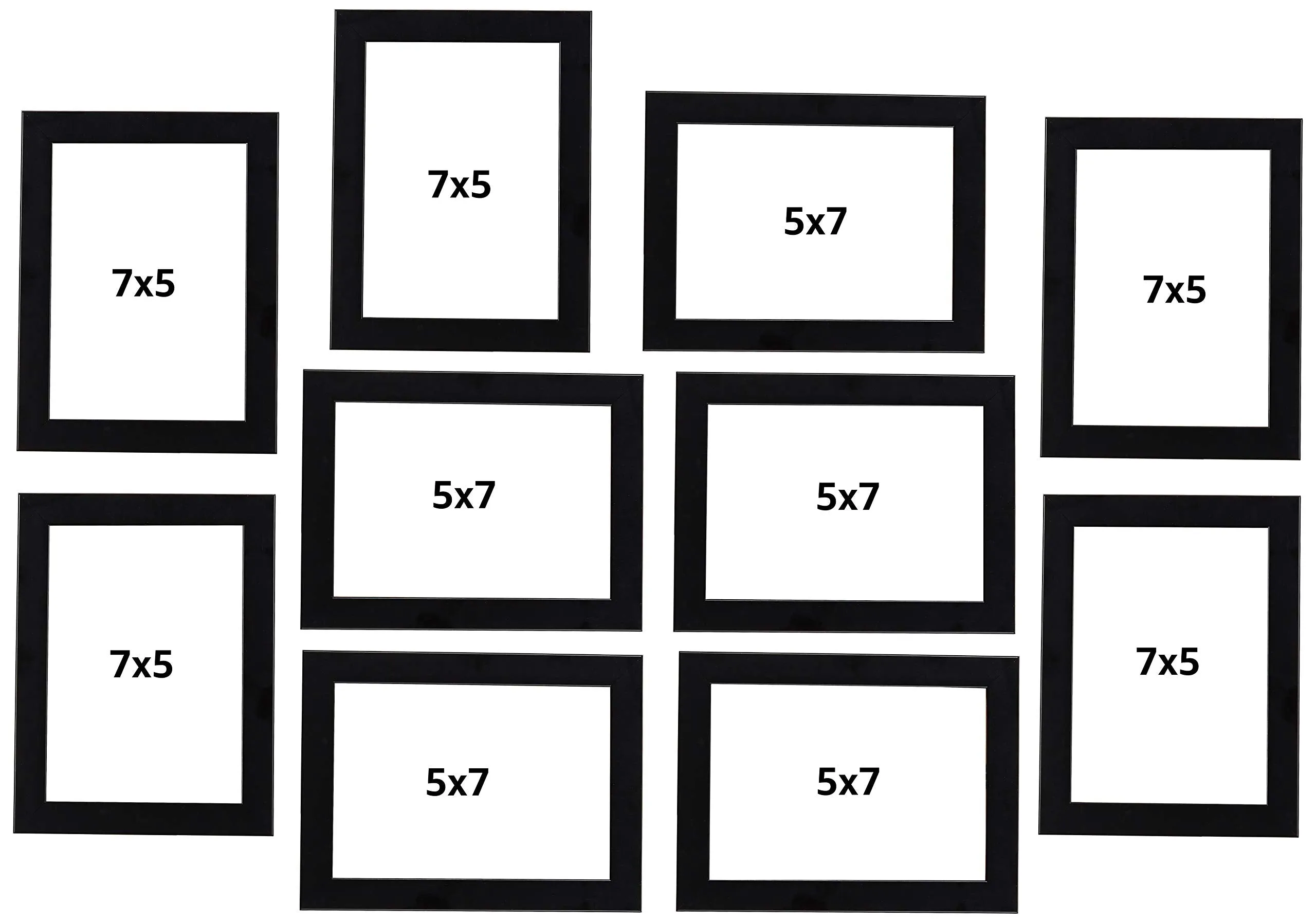 Amazon Brand - Solimo Collage Photo Frames, Set of 10 (10pcs - 5x7 inch), Black