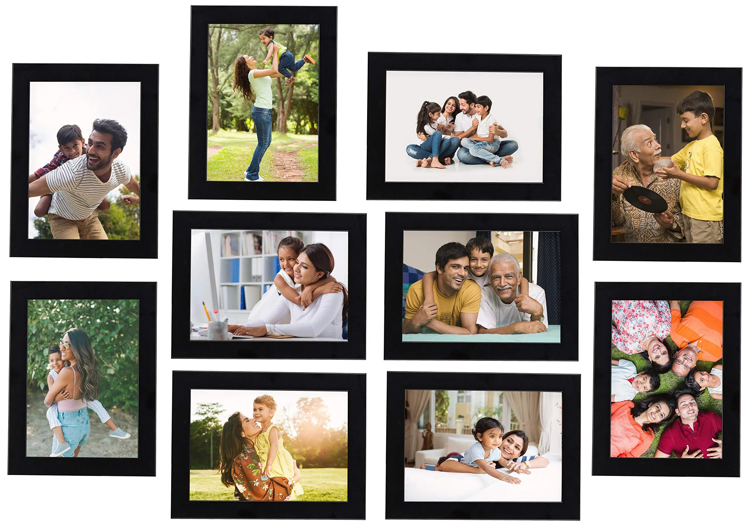 Amazon Brand - Solimo Collage Photo Frames, Set of 10 (10pcs - 5x7 inch), Black