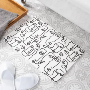 Artsy Mats Faces White Stone Non Slip Bath Mat - Touch Dry