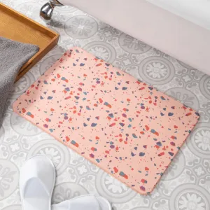 Artsy Mats Terrazzo Pink Stone Non Slip Bath Mat - Touch Dry