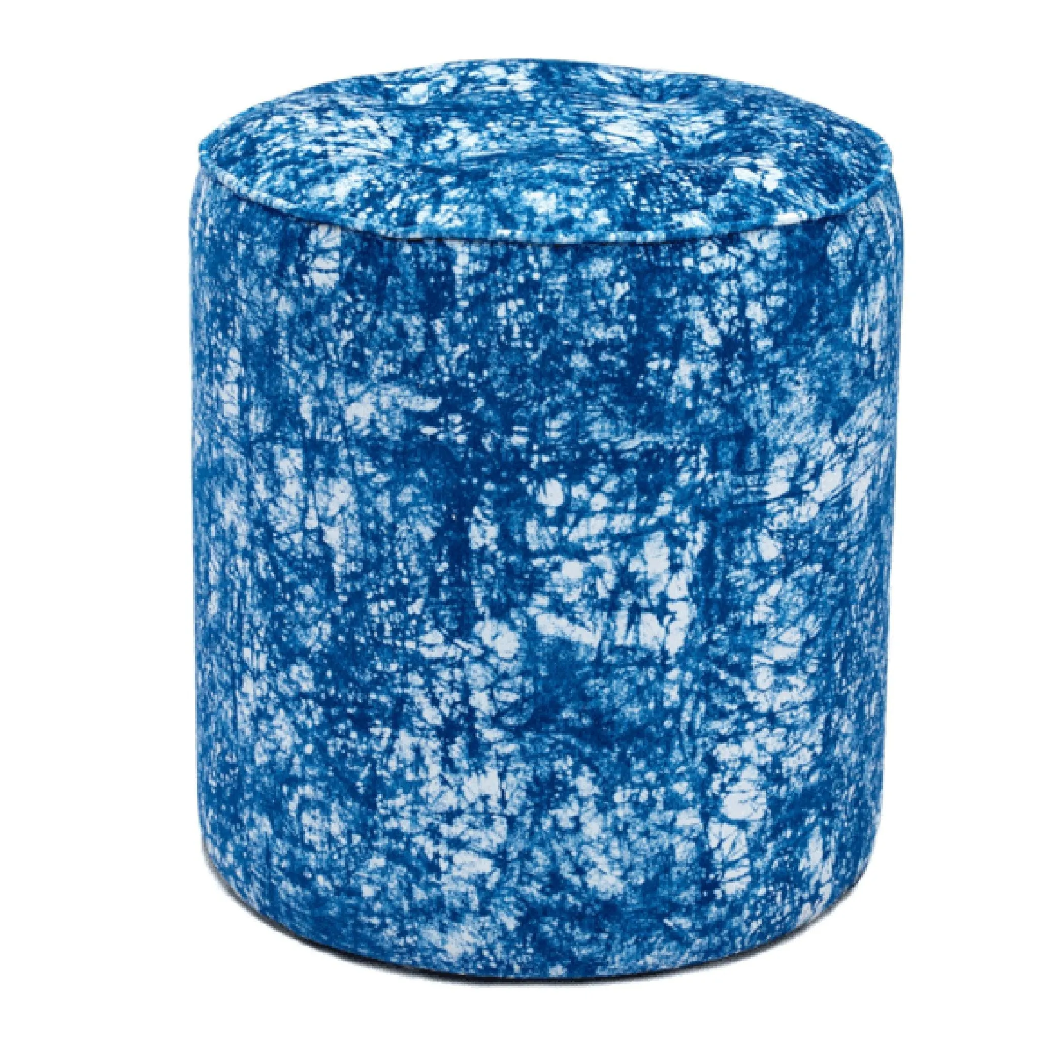 Batik Indigo Blue Velvet Ottoman