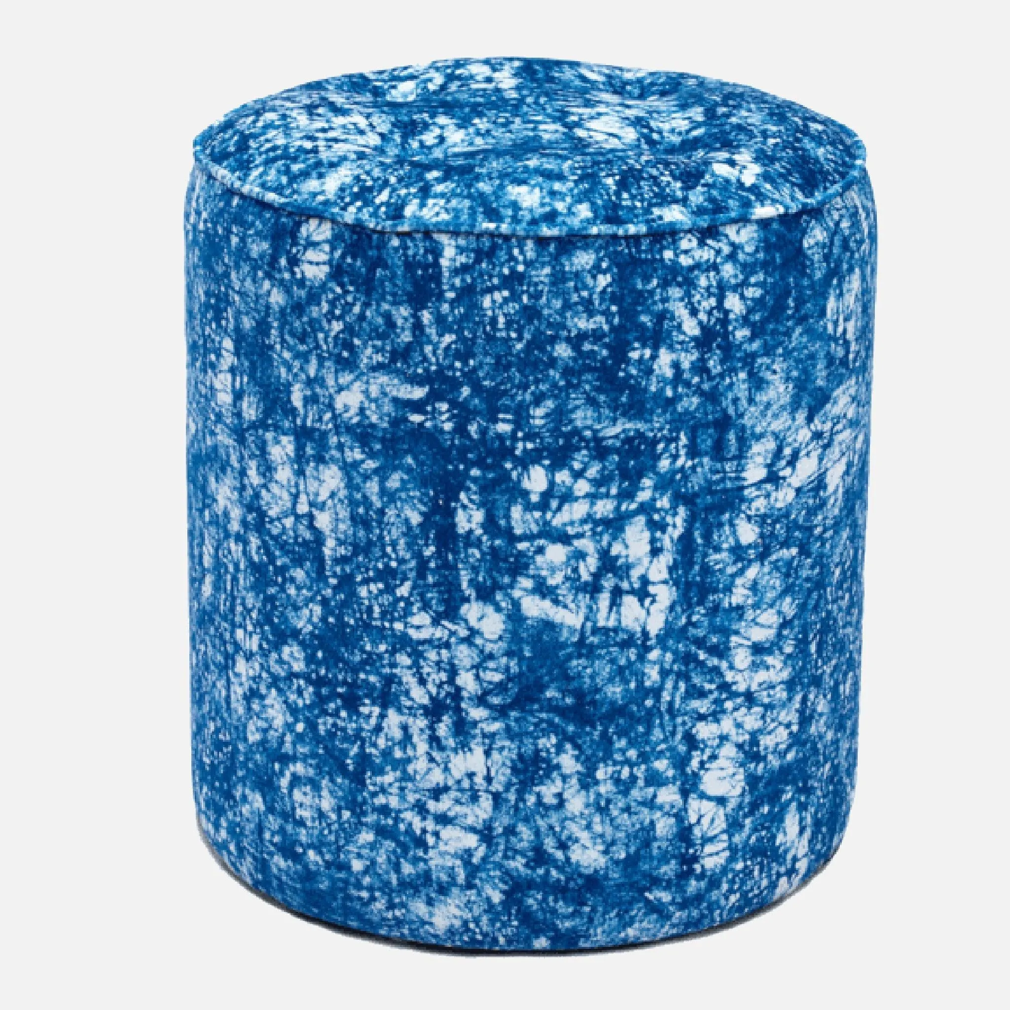 Batik Indigo Blue Velvet Ottoman