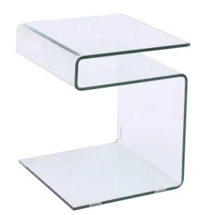 Bent Glass End Table or Nightstand  16x15x20H- can stand in various ways