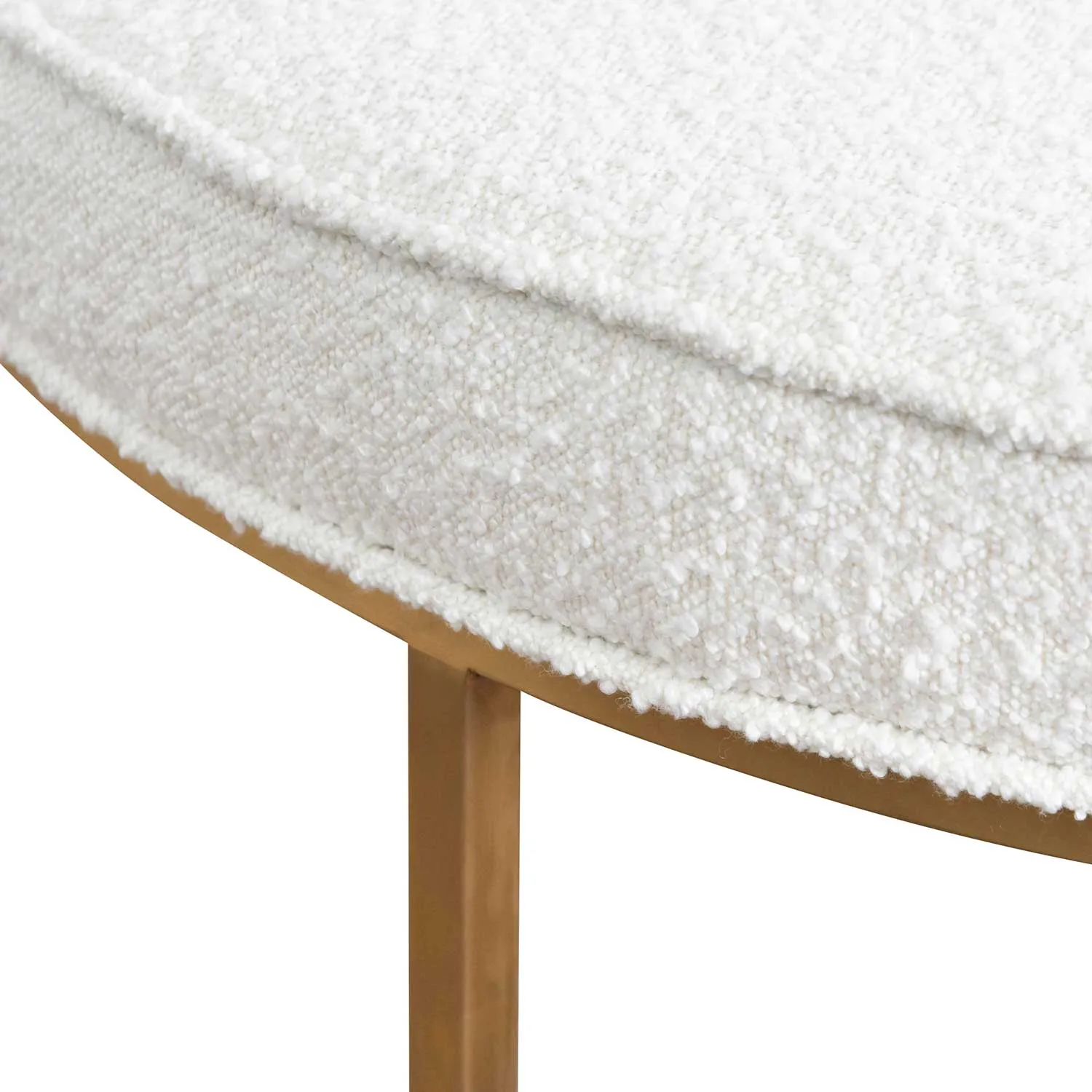 Bianka 100cm Daisy White Boucle Ottoman - Brushed Gold Base