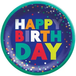 Bold Happy Birthday Value 9in Round Dinner Paper Plates