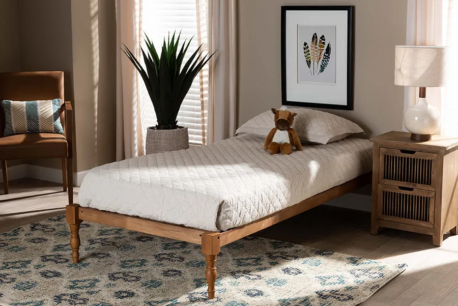 Bristol Walnut Brown Finished Wood Platform Bed Frame  (Twin)