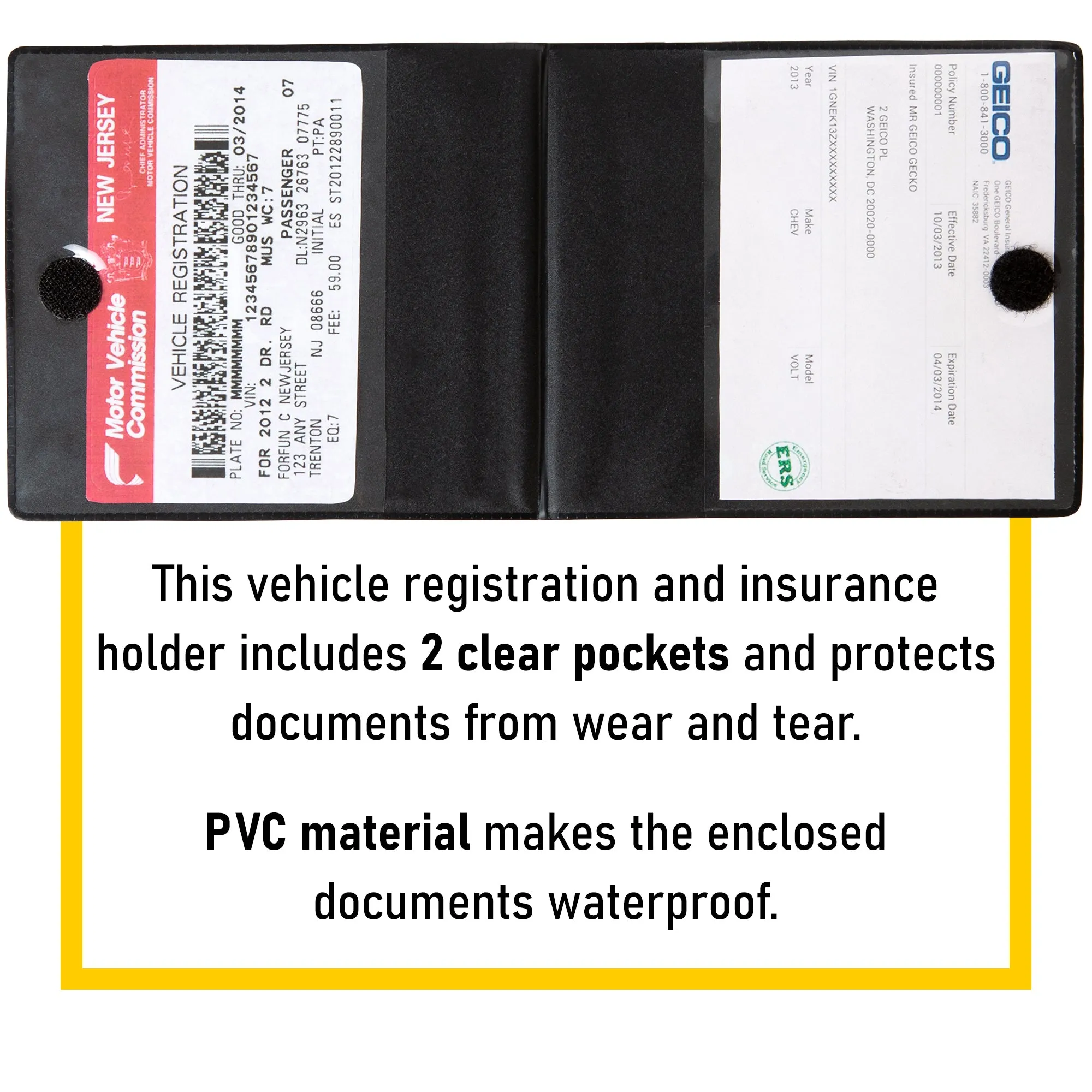 Car Registration and Insurance Holder, Car Document Holder, Vehicle Registration and Insurance Card Holder, Wallet for Auto, Trailer, Motorcycle, Truck, Vehicle Paperwork Organizer (2 Pack)