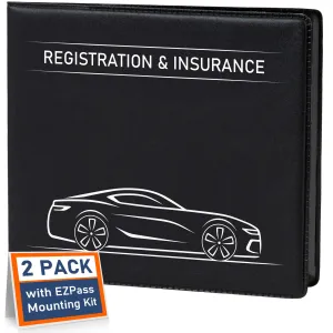 Car Registration and Insurance Holder, Car Document Holder, Vehicle Registration and Insurance Card Holder, Wallet for Auto, Trailer, Motorcycle, Truck, Vehicle Paperwork Organizer (2 Pack)