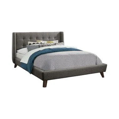 Carrington Button Tufted Eastern King Bed Grey - 301061KE