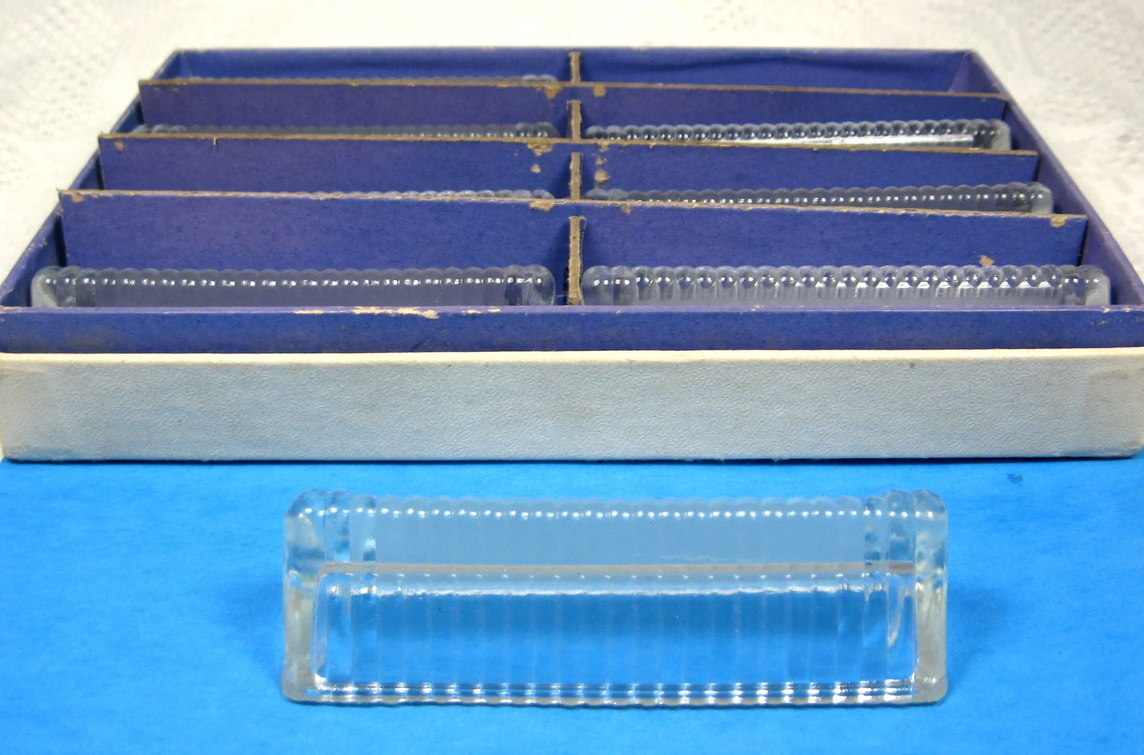 Crystal Place Cards Holders Boxed Set of 8 1950s Seating Card Holders Boxed