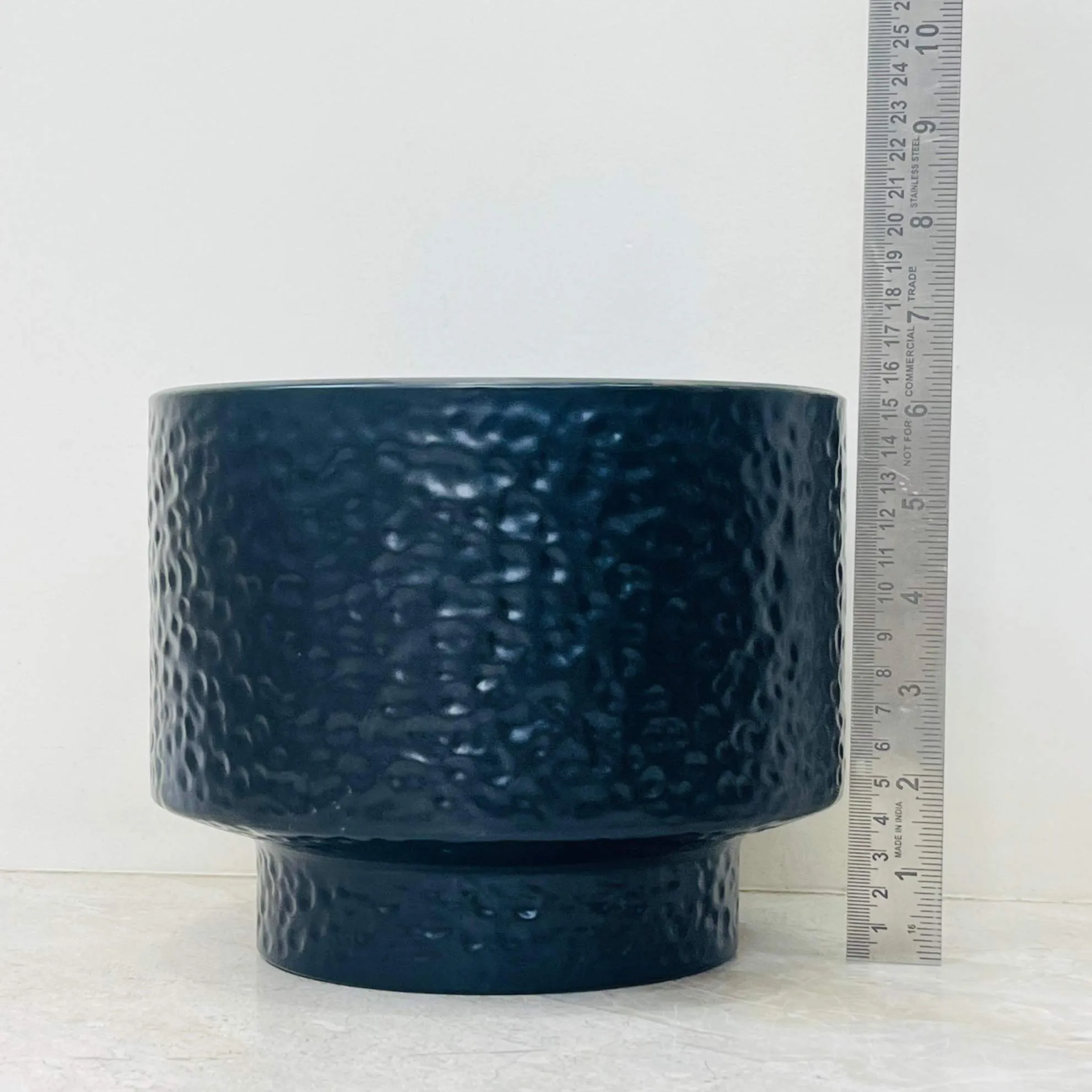 Dark Blue Hammered Ceramic Planter