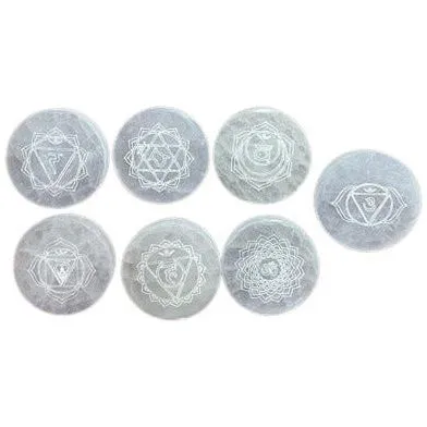 Decorative Plates - Chakra Set of 7 Selenite Charging Plates