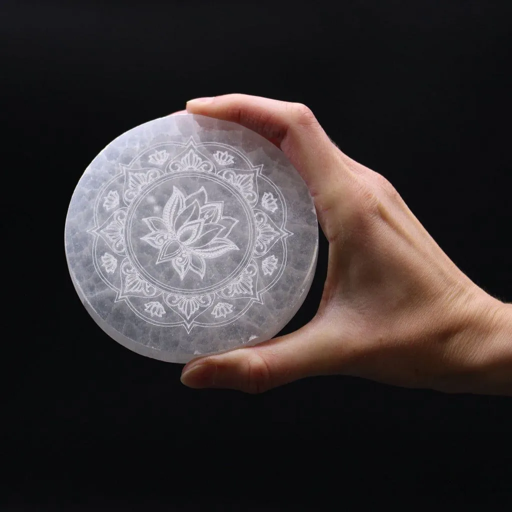 Decorative Selenite Charging Plates  - Mandala Feng Shui or Natural Designs