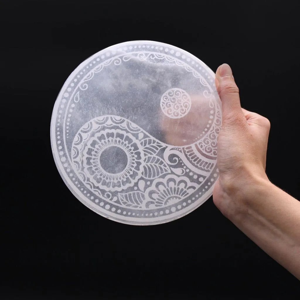 Decorative Selenite Charging Plates  - Mandala Feng Shui or Natural Designs