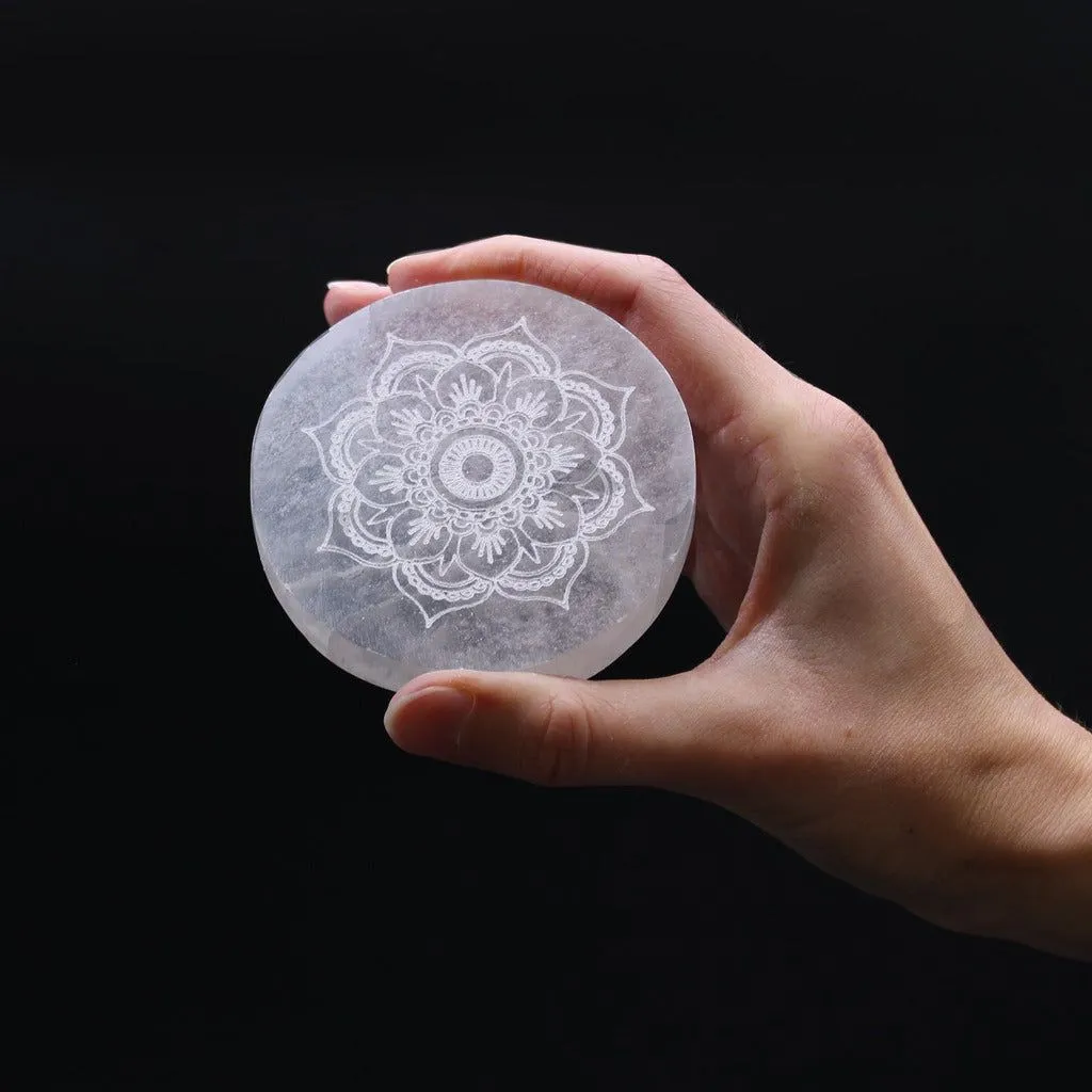 Decorative Selenite Charging Plates  - Mandala Feng Shui or Natural Designs