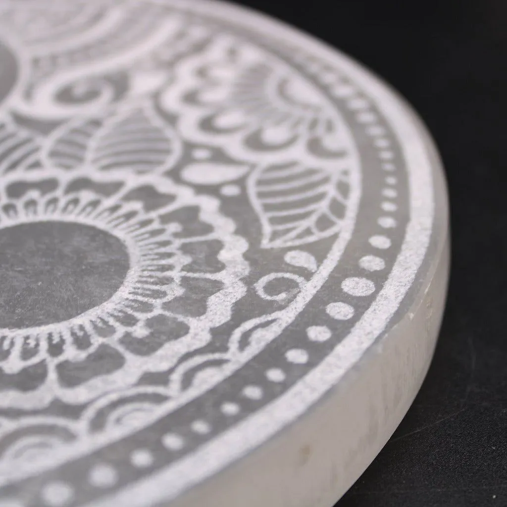 Decorative Selenite Charging Plates  - Mandala Feng Shui or Natural Designs