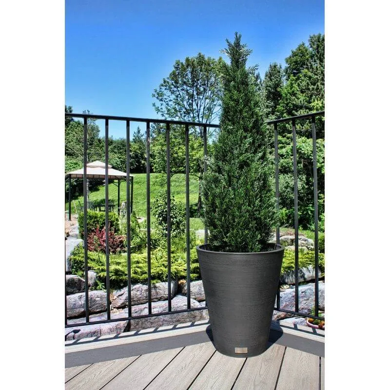 Decorative Textured Round Black Planter 47cm