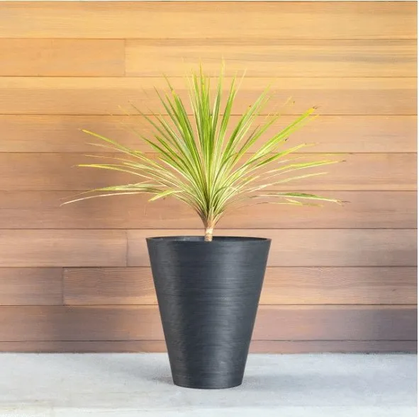 Decorative Textured Round Black Planter 47cm