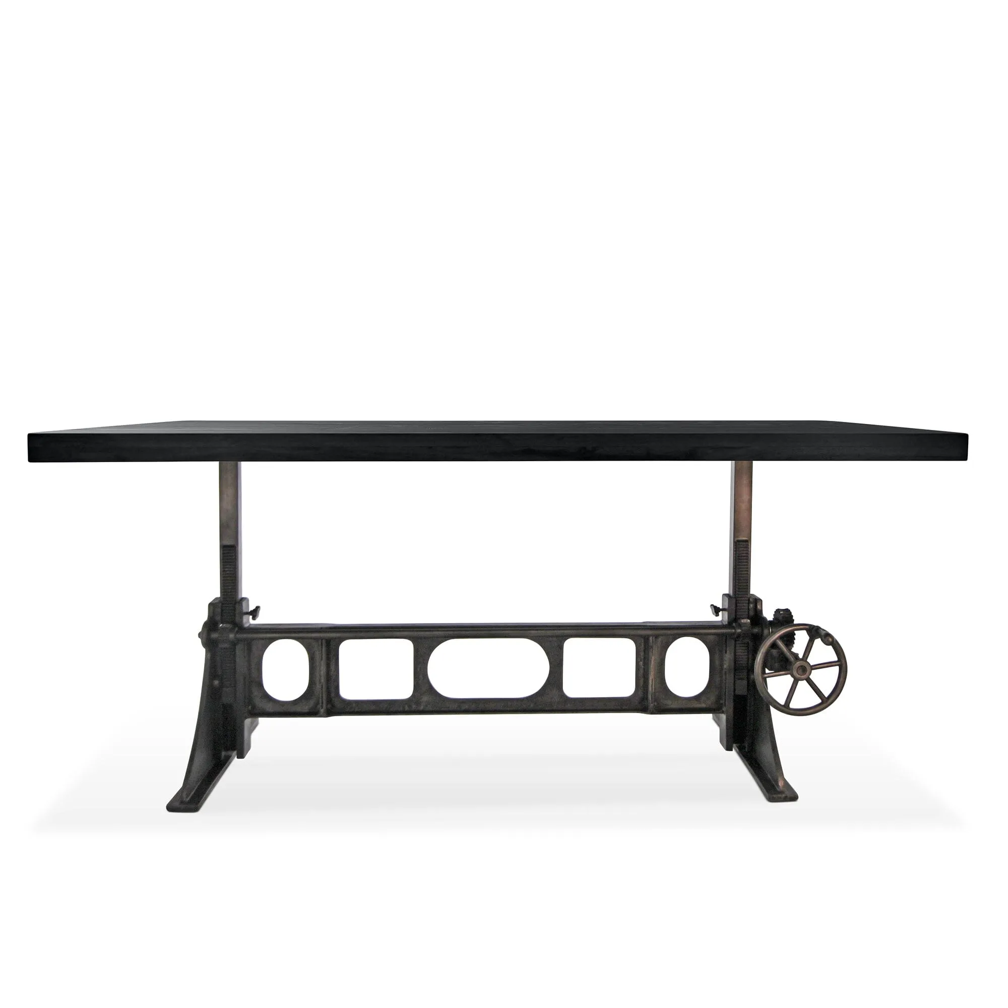 Delta Dining Table - Adjustable Height Mechanical Base - Rustic Ebony Top