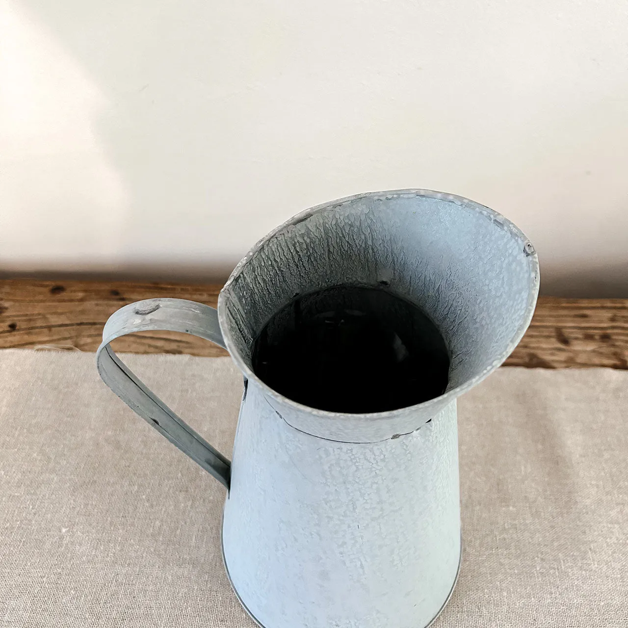 Distressed Metal Jug Wedding Centrepiece - Grey Rustic Style Wedding