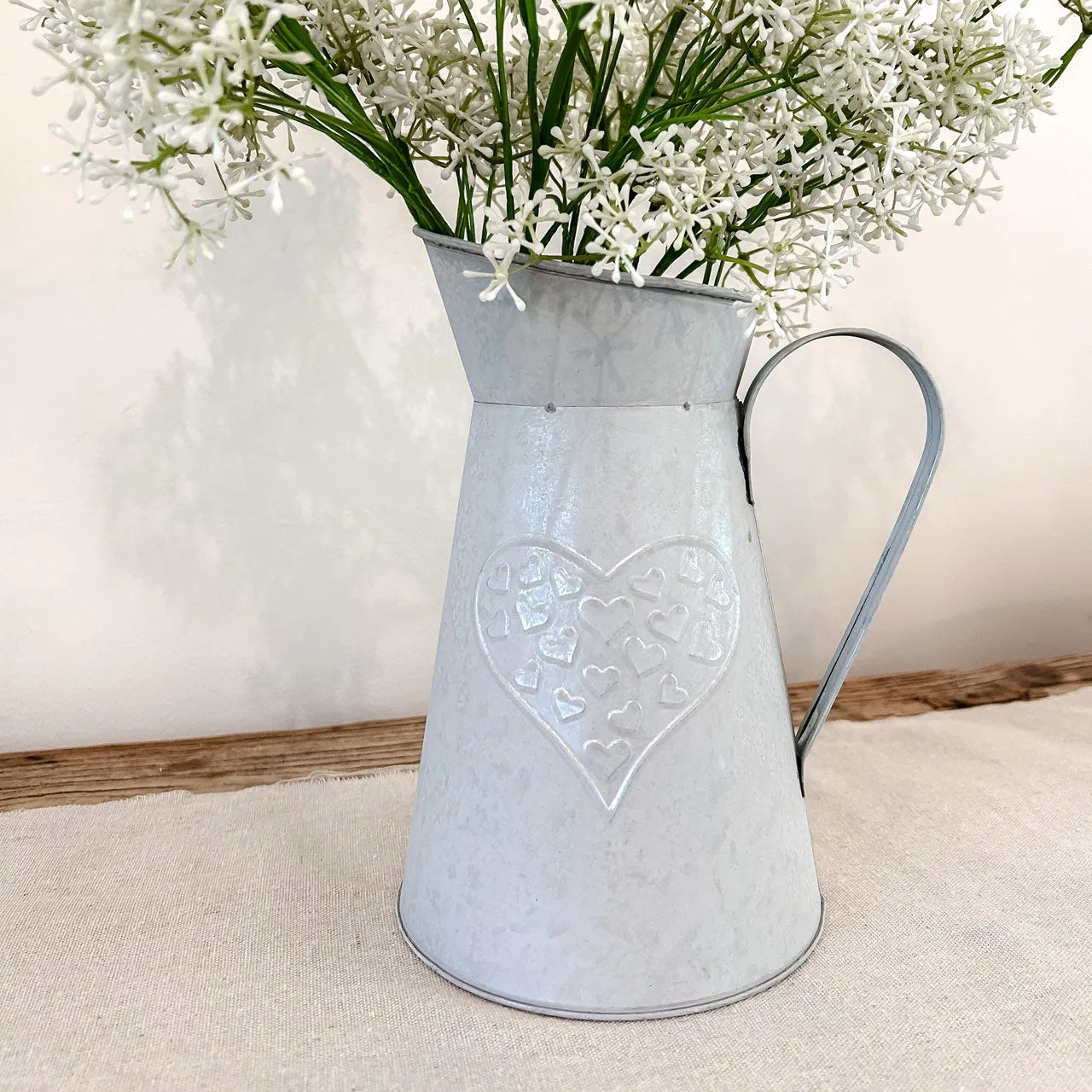 Distressed Metal Jug Wedding Centrepiece - Grey Rustic Style Wedding