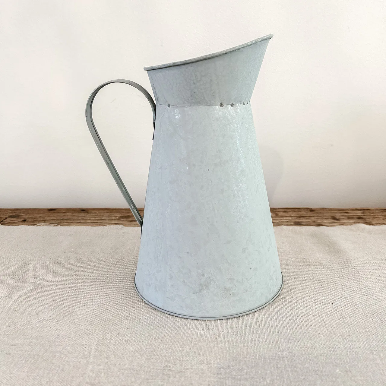 Distressed Metal Jug Wedding Centrepiece - Grey Rustic Style Wedding