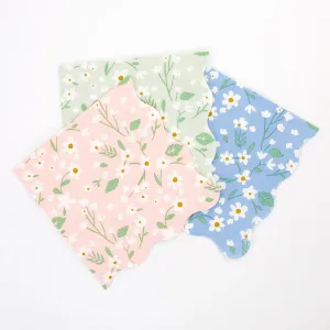 Ditsy Floral Large Napkins, Set of 20 Large Floral Paper Napkins in 4 Different Colors with Scallop Edging by Meri Meri