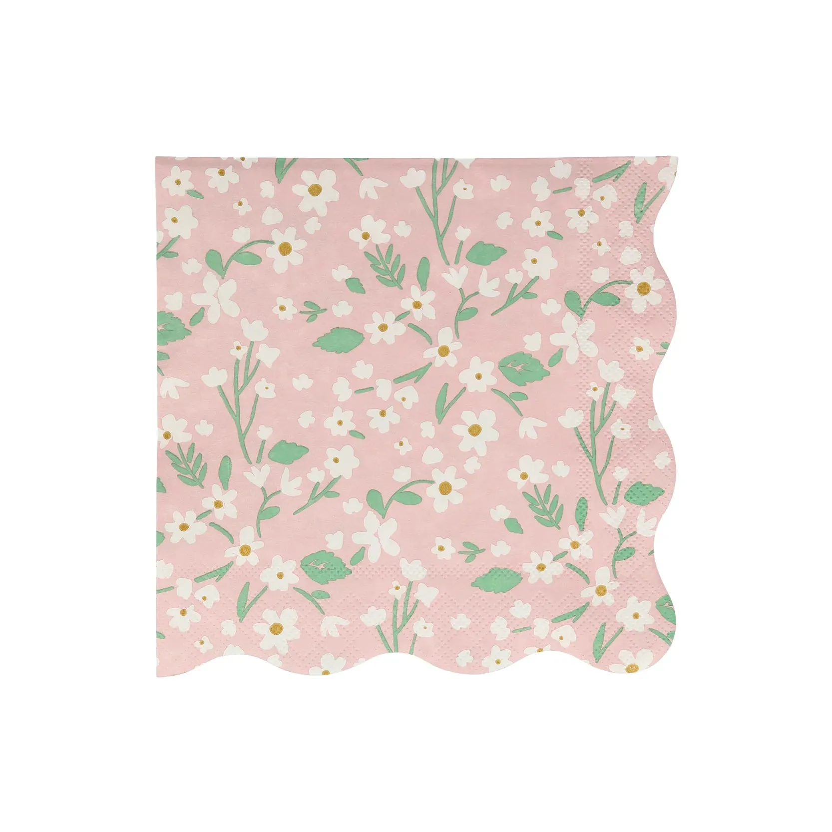 Ditsy Floral Large Napkins, Set of 20 Large Floral Paper Napkins in 4 Different Colors with Scallop Edging by Meri Meri