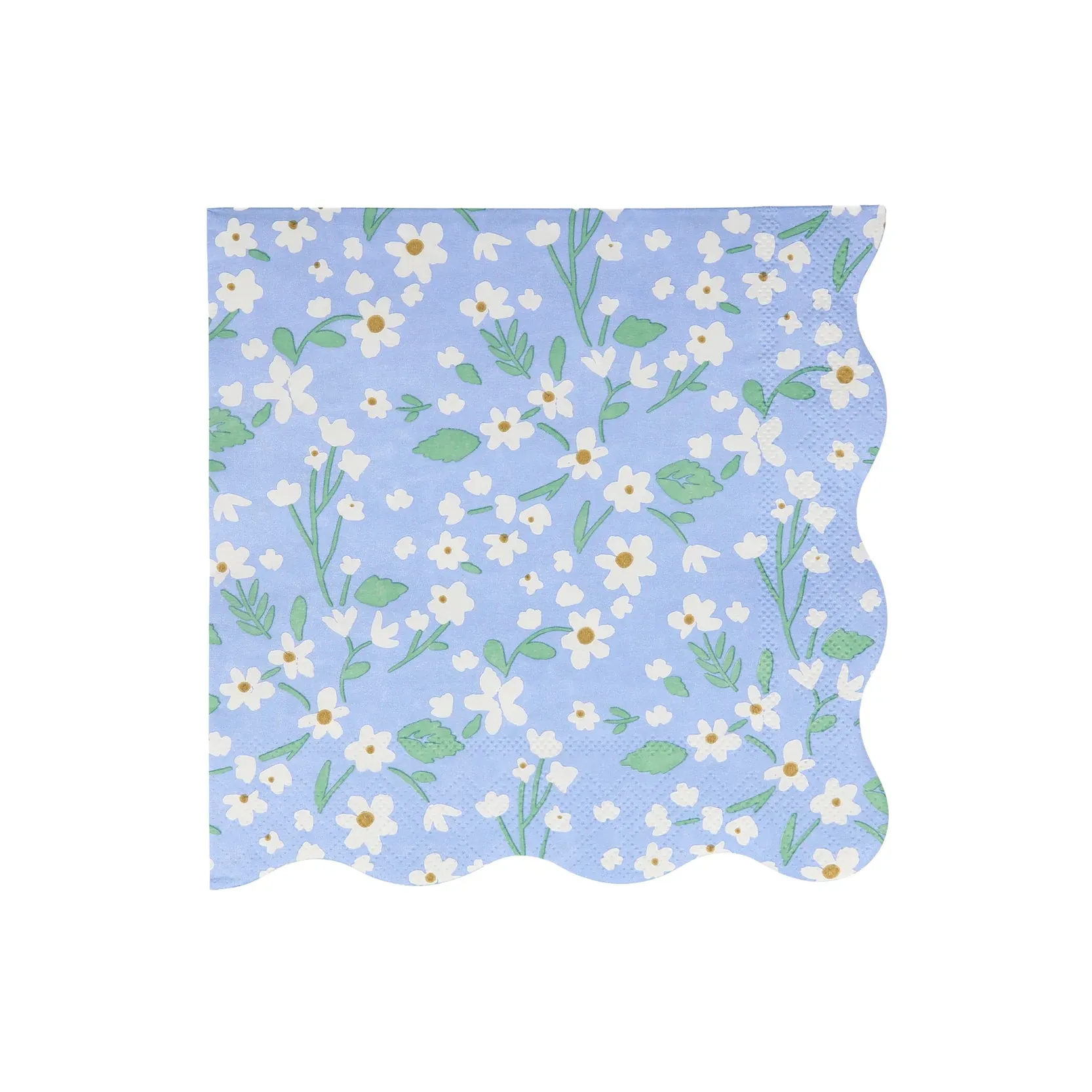 Ditsy Floral Large Napkins, Set of 20 Large Floral Paper Napkins in 4 Different Colors with Scallop Edging by Meri Meri