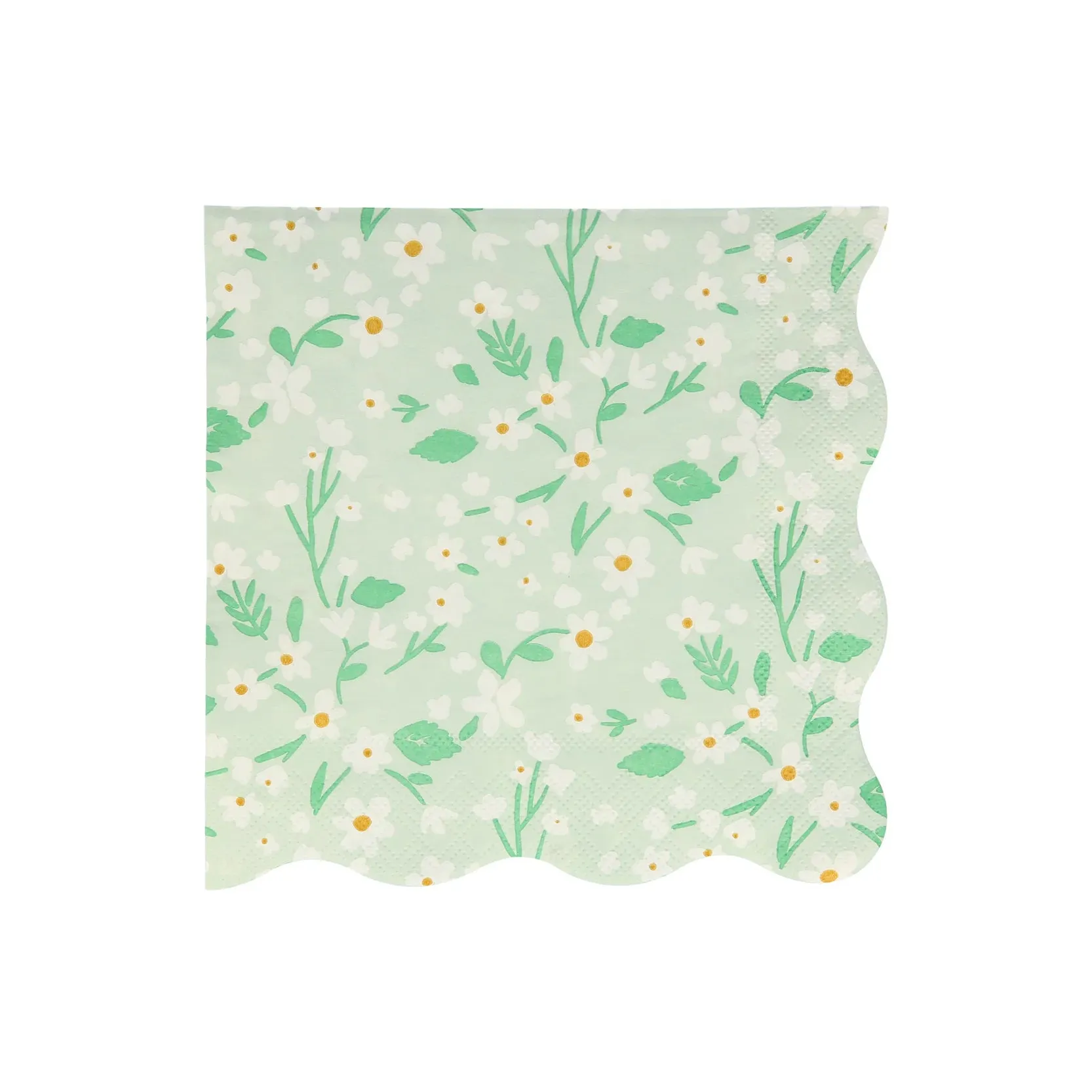 Ditsy Floral Large Napkins, Set of 20 Large Floral Paper Napkins in 4 Different Colors with Scallop Edging by Meri Meri