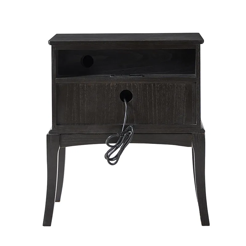 Dominique 28"Tall Solid Wood Nightstand with Hidden Outlet