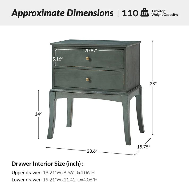 Dominique 28"Tall Solid Wood Nightstand with Hidden Outlet