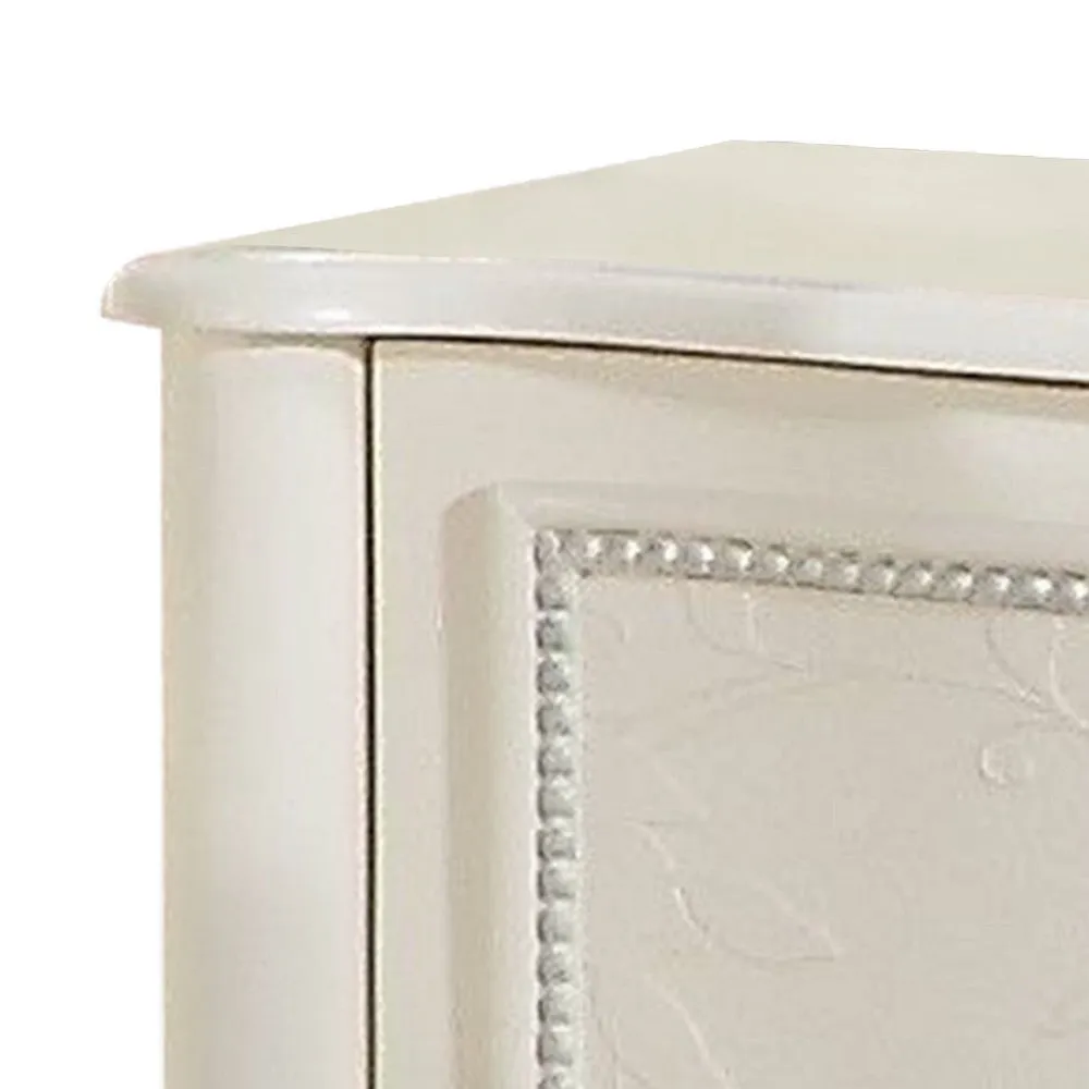 Dorie 26 Inch Nightstand with 2 Drawers, Oval Molded Trim, Ivory White Wood By Casagear Home