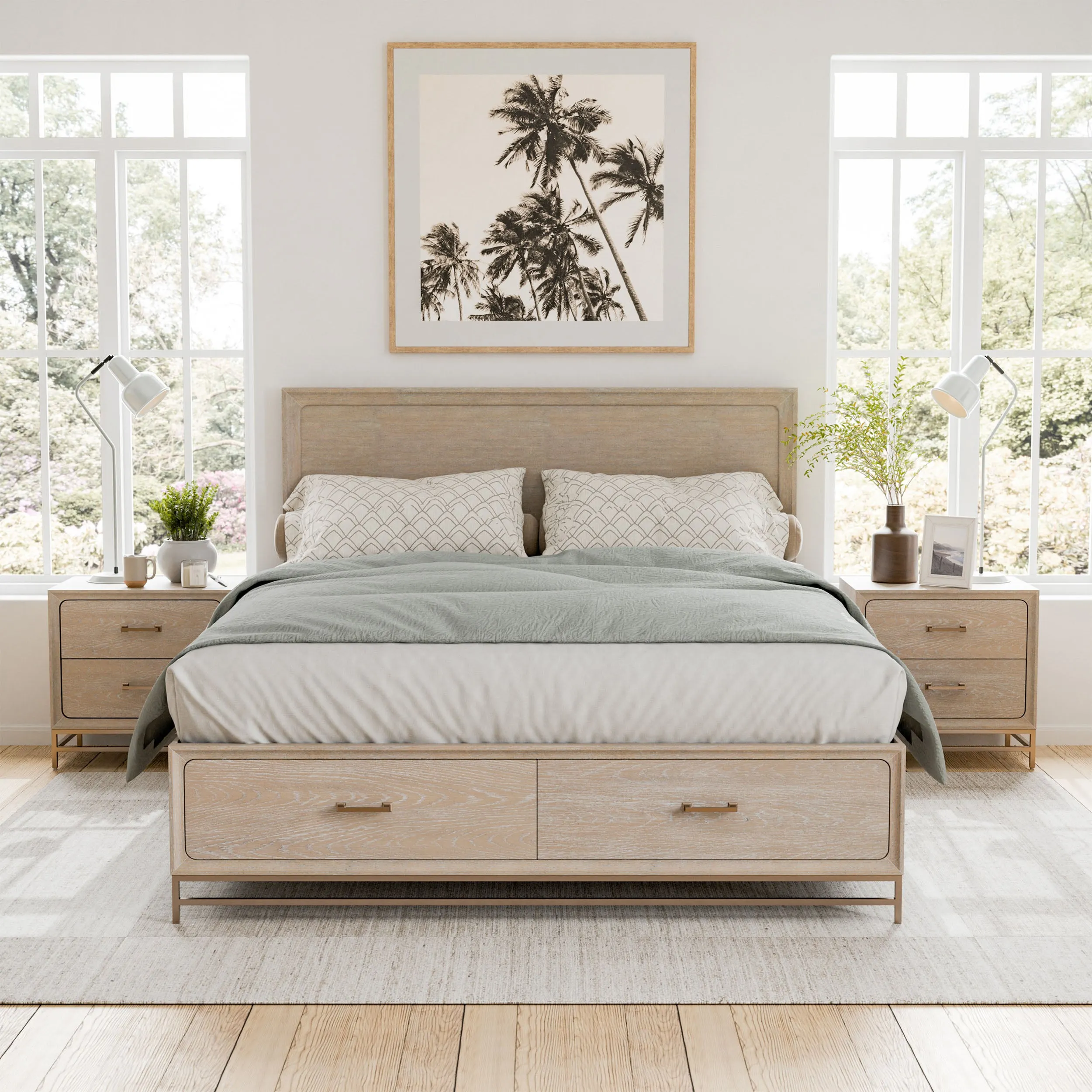 Drayden Transitional Oak Solid Wood 3-Piece Bedroom Set