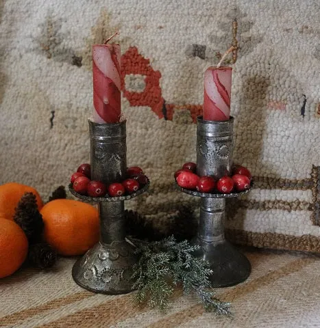 Early Sand Weighted Candle Holders with Decoration