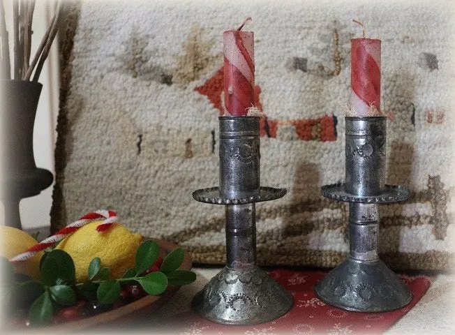 Early Sand Weighted Candle Holders with Decoration