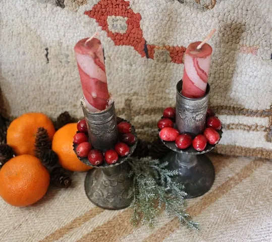 Early Sand Weighted Candle Holders with Decoration