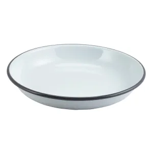 Enamel Rice/Pasta Plate White with Grey Rim 20cm- Pack 1