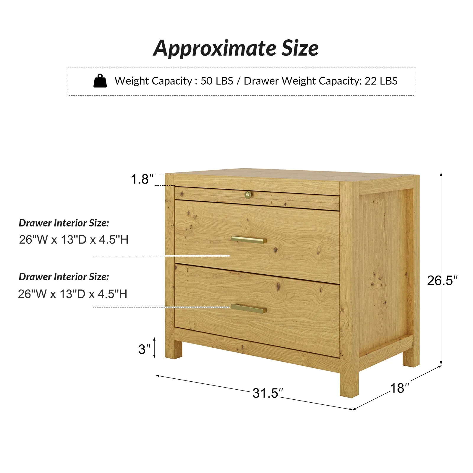 Galatea Simplicity Nightstand with Extendable Tray