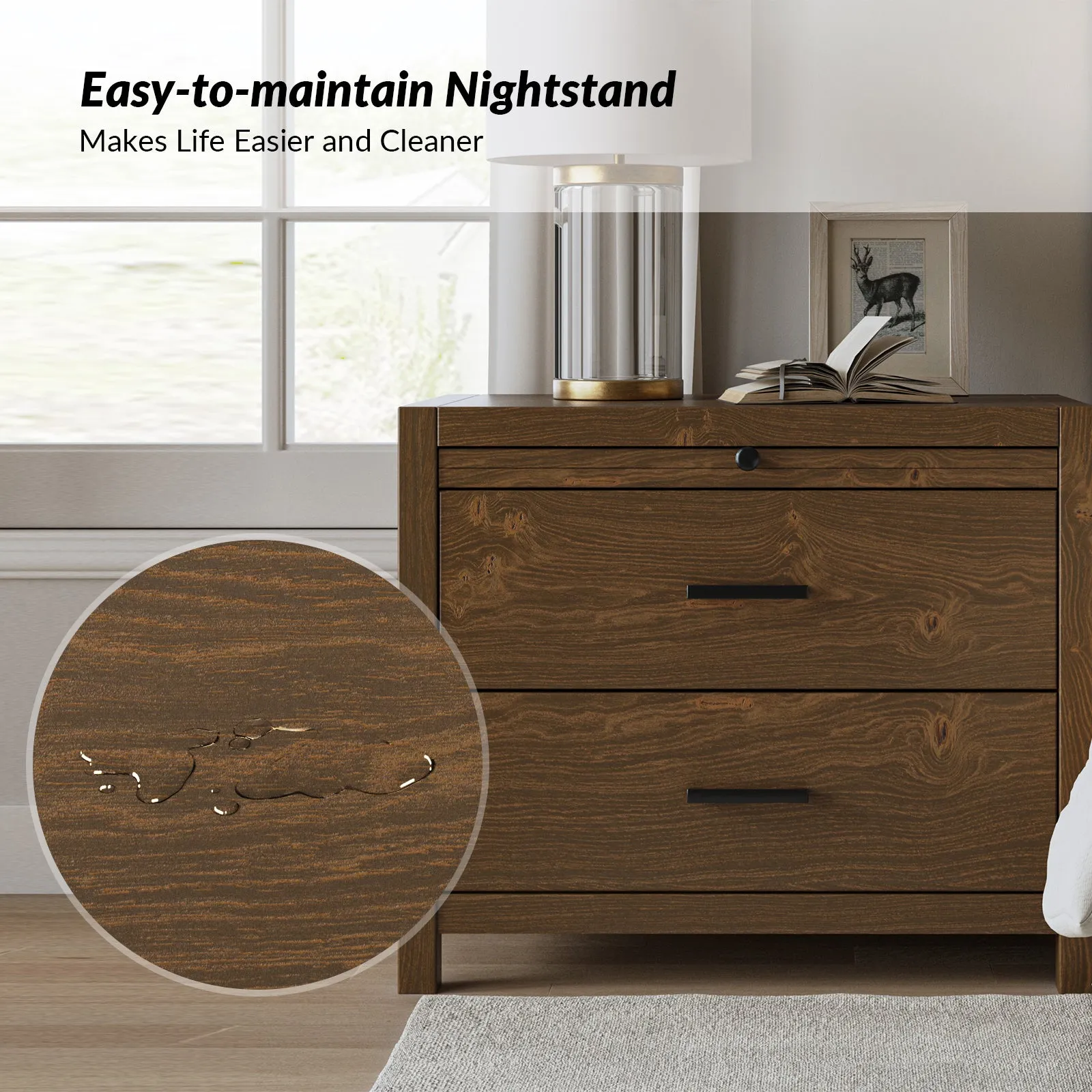 Galatea Simplicity Nightstand with Extendable Tray