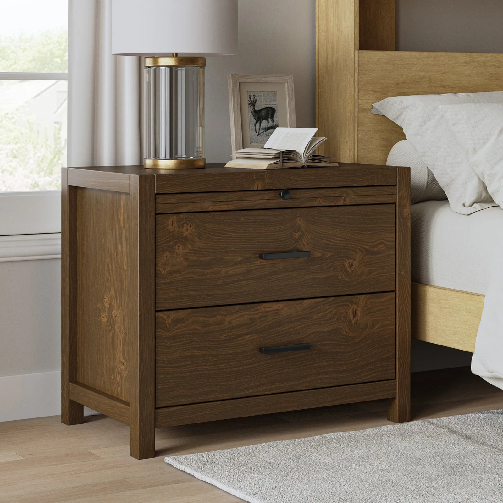 Galatea Simplicity Nightstand with Extendable Tray