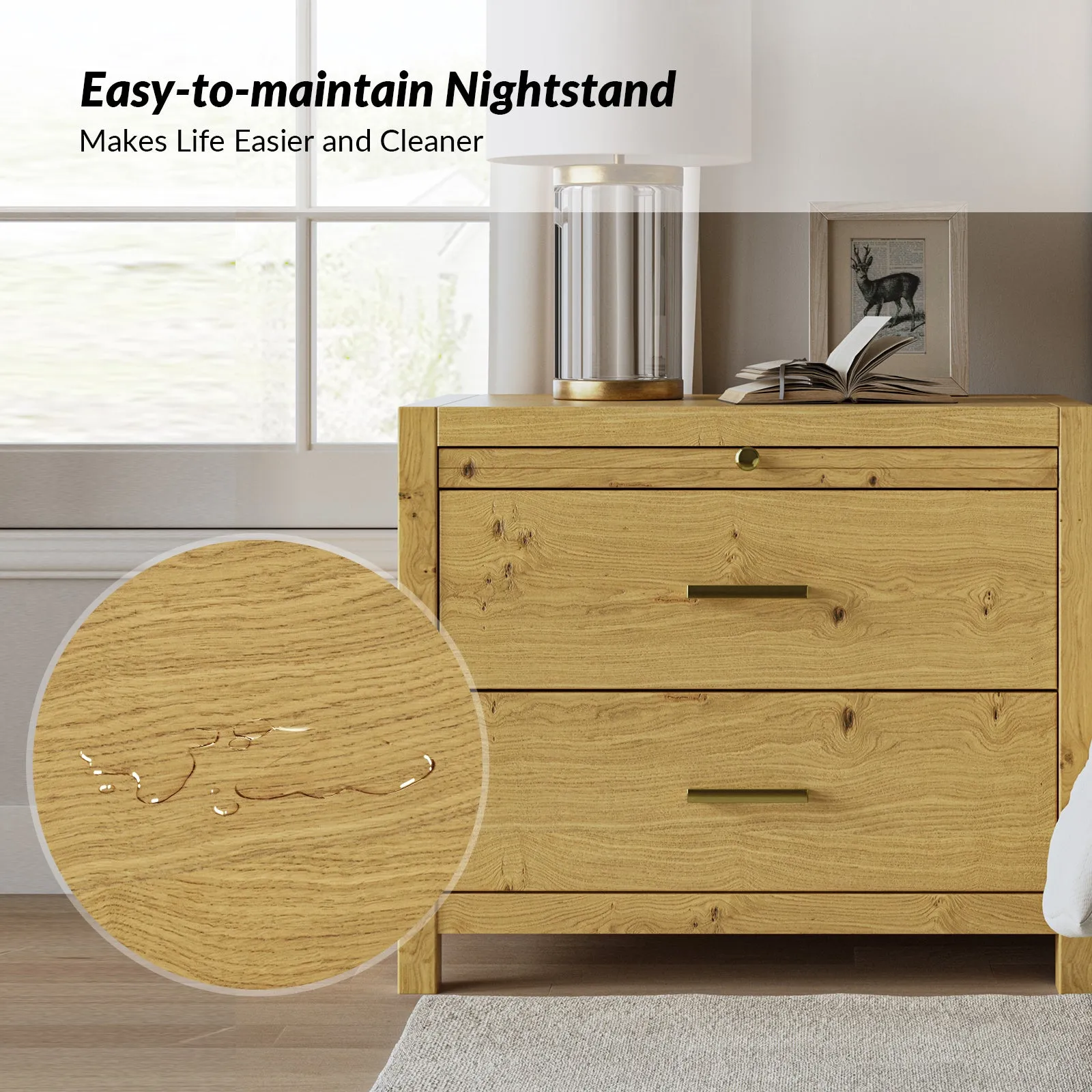 Galatea Simplicity Nightstand with Extendable Tray