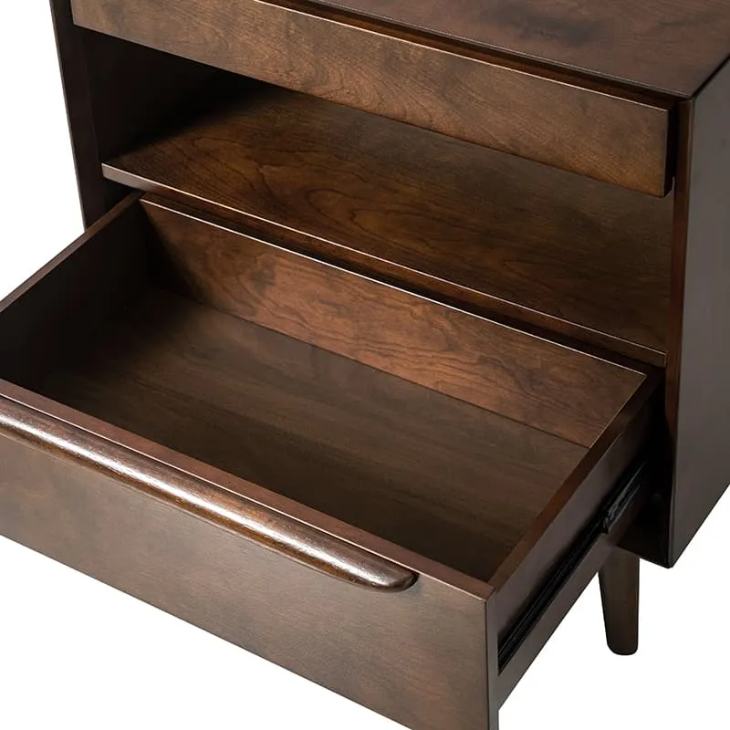 Giralda 2-Drawer Mid-century Modern Nightstand with Built-In Outlets